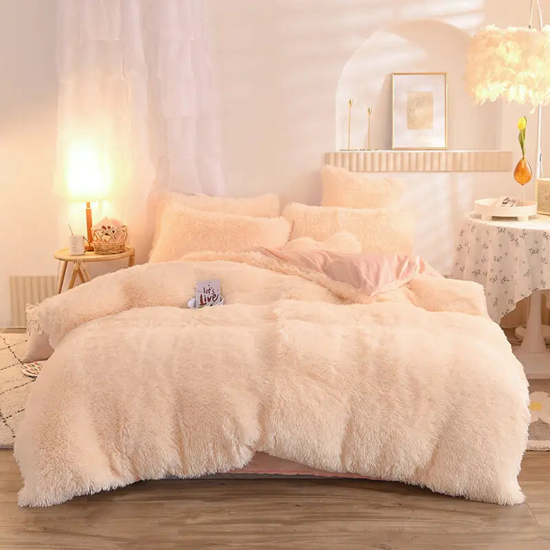 Comforter Set Plush Sherpa Fleece Machine Washable