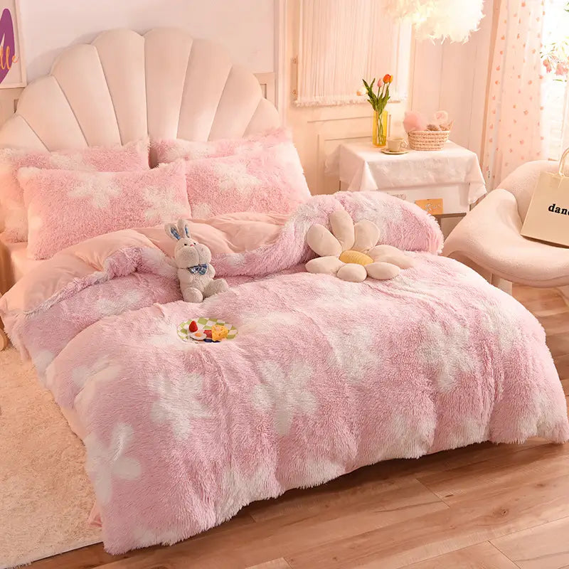 Comforter Set Plush Sherpa Fleece Machine Washable
