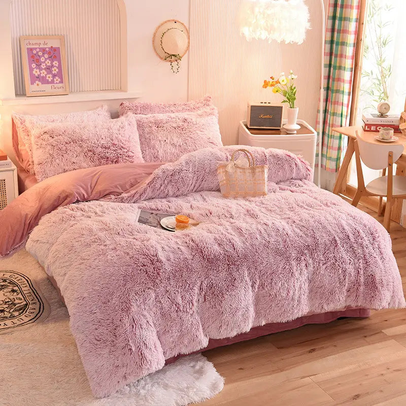 Comforter Set Plush Sherpa Fleece Machine Washable
