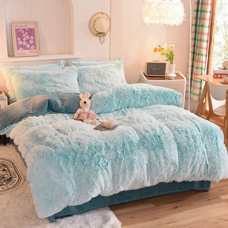 Comforter Set Plush Sherpa Fleece Machine Washable