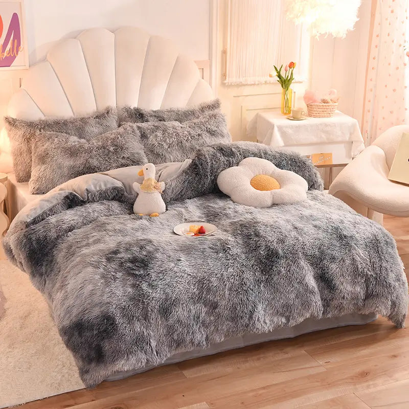 Comforter Set Plush Sherpa Fleece Machine Washable