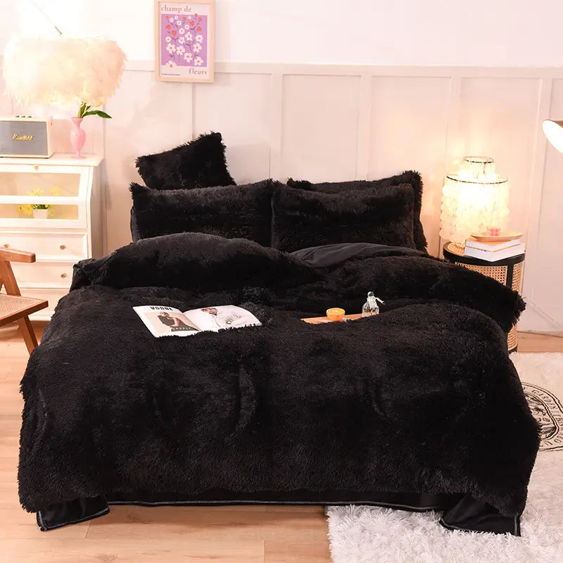 Comforter Set Plush Sherpa Fleece Machine Washable