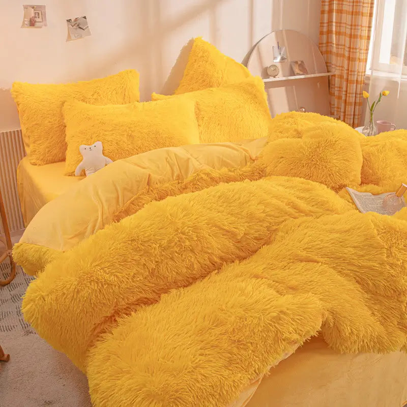 Comforter Set Plush Sherpa Fleece Machine Washable