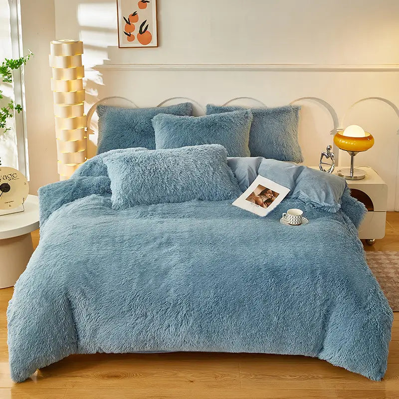 Comforter Set Plush Sherpa Fleece Machine Washable