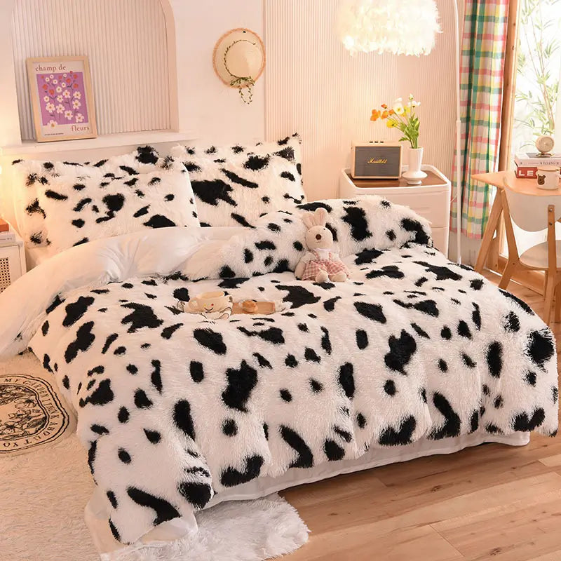 Comforter Set Sherpa Fleece Hidden Zipper Machine-Washable