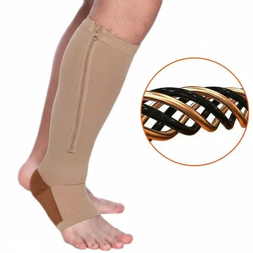 Compression Socks Graduated 20–30 mmHg Zip-Up Open-Toe