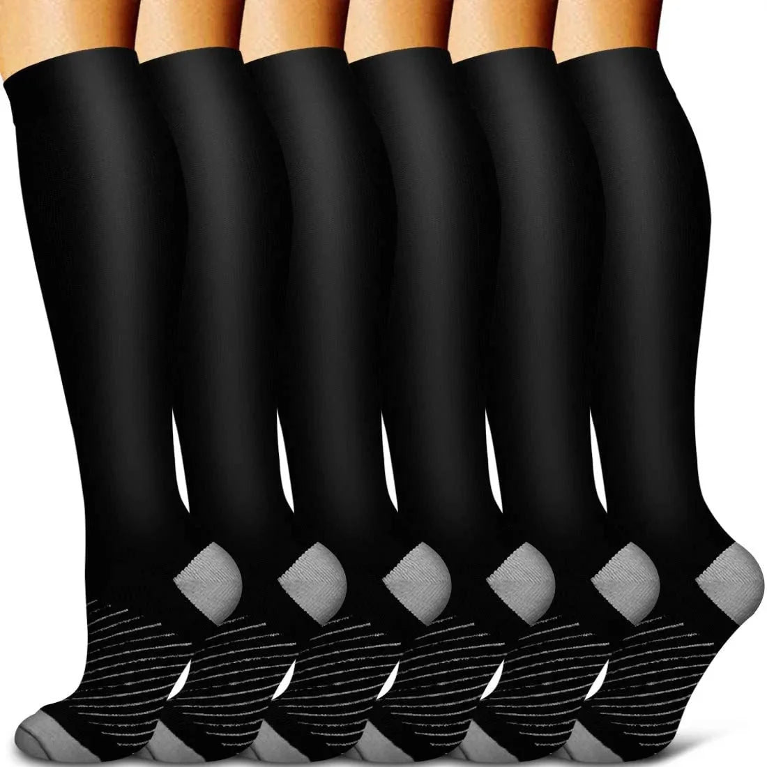 Compression Socks Graduated Compression Non-Slip Cuff 6-Pair Pack