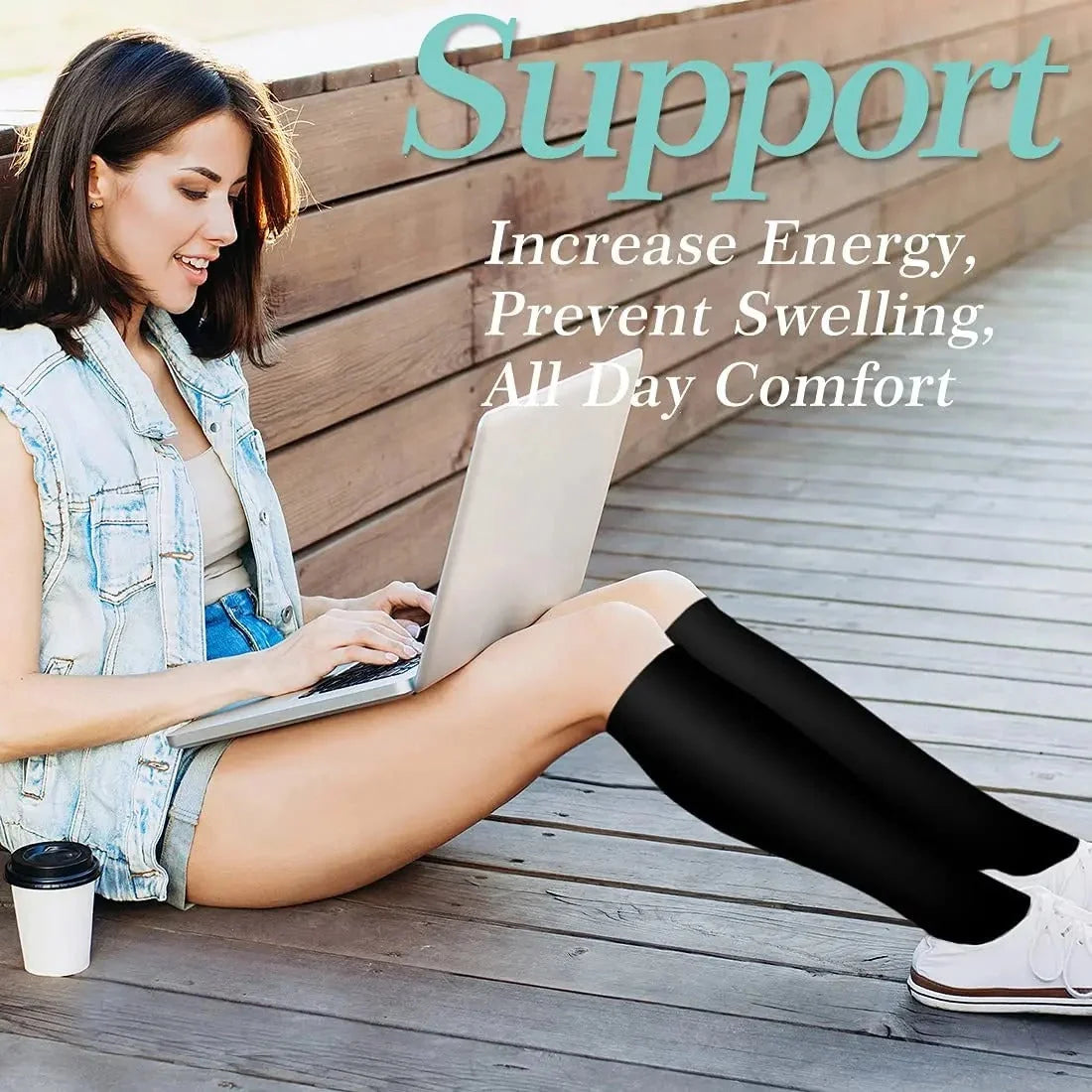 Compression Socks Graduated Compression Non-Slip Cuff 6-Pair Pack