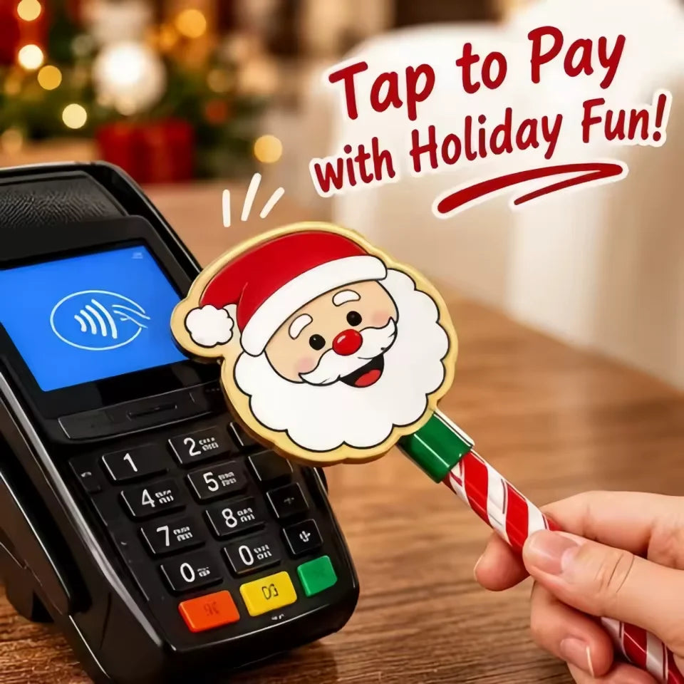 Contactless Card Holder Wand Festive Candy Cane Handle