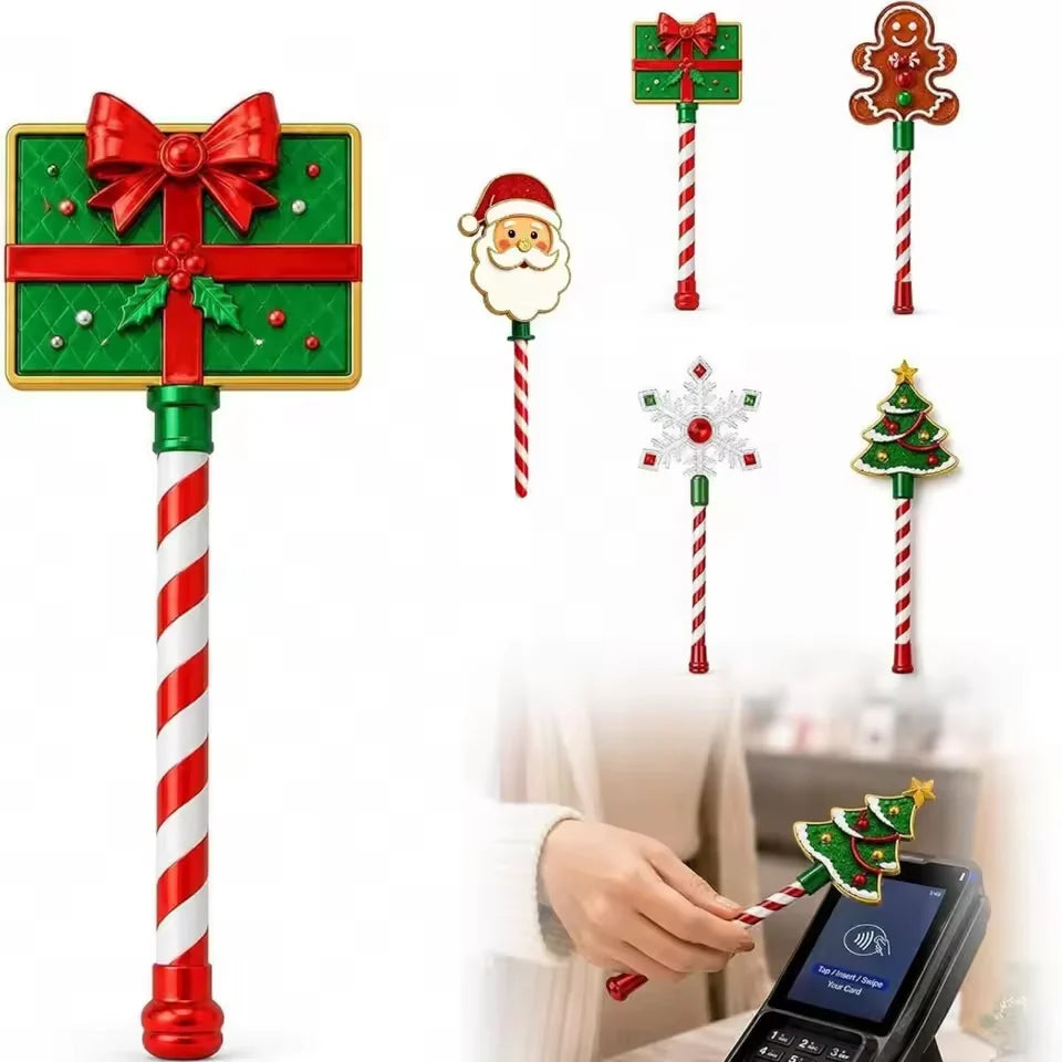 Contactless Card Holder Wand Festive Candy Cane Handle
