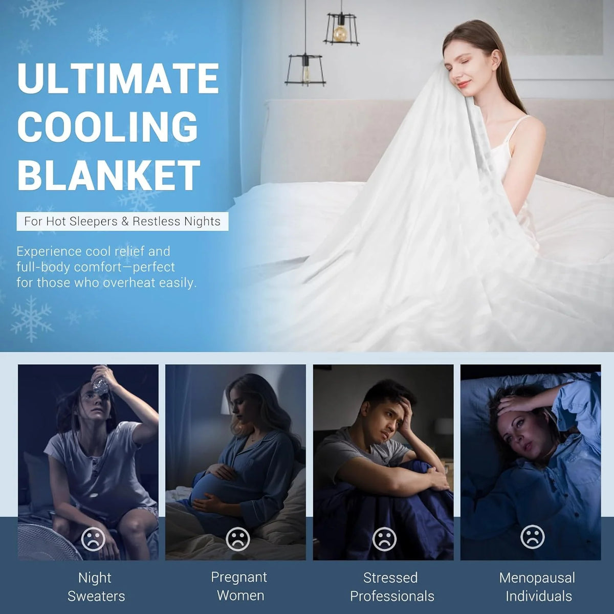 Cooling Blanket Double-Sided Cooling Fabric Lightweight & Machine-Washable