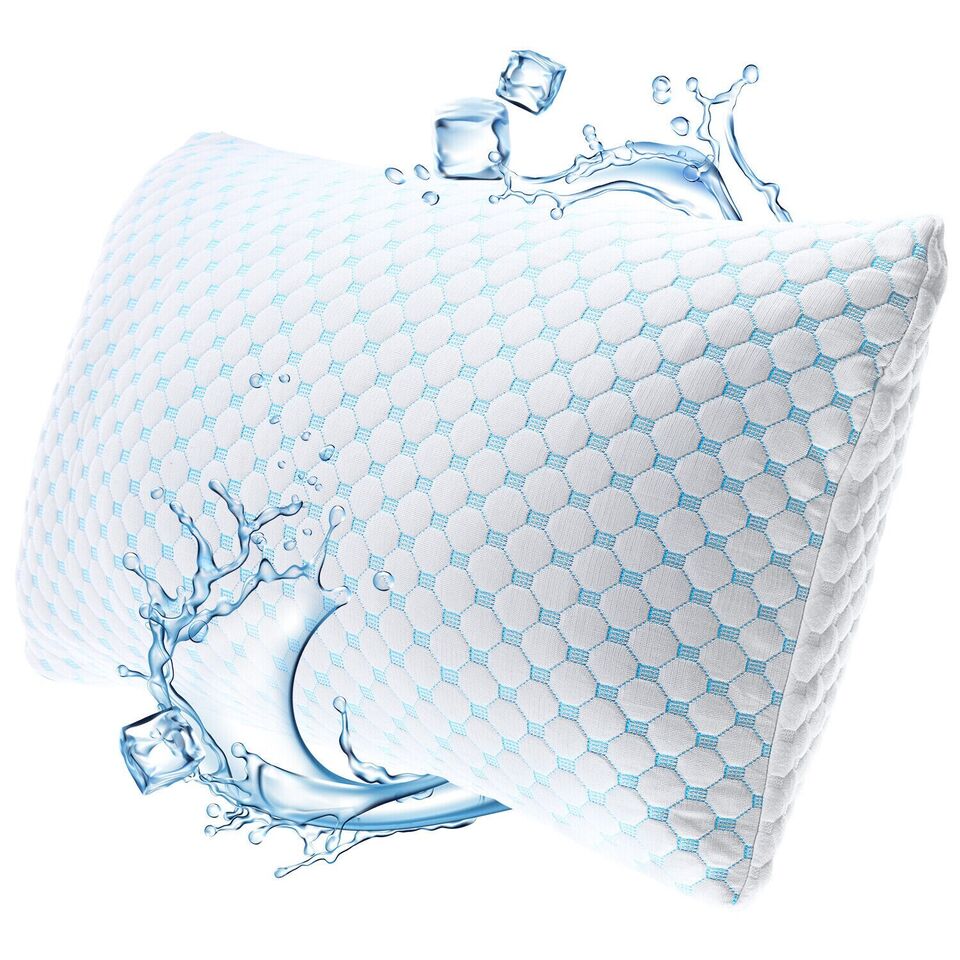 Cooling Pillow Gel-Infused Memory Foam Adjustable Loft