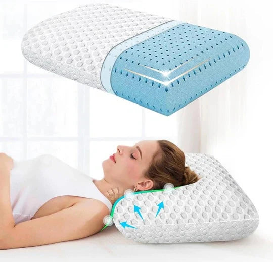 Cooling Pillow Gel Memory Foam Dual-Sided Ergonomic Support Removable Washable Cover