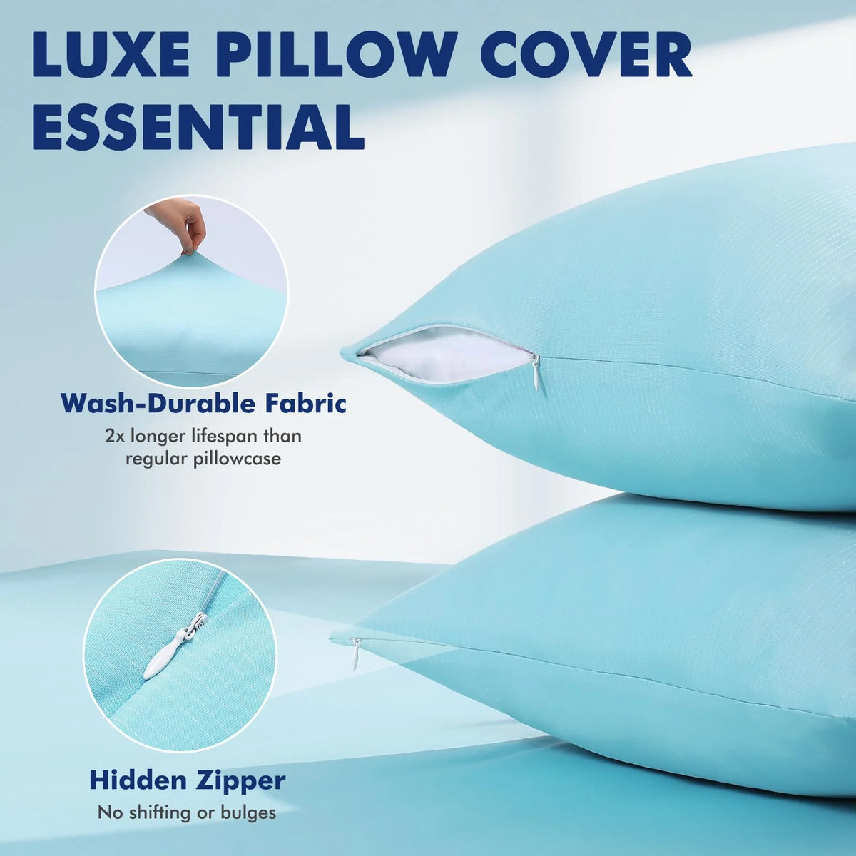 Cooling Pillowcase Dual-Sided Cool-Touch Breathable Silver-Ion Freshness