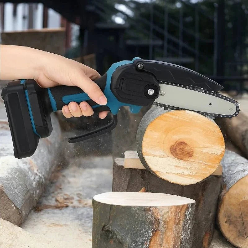 Cordless Electric Chainsaw Lightweight 30-Minute Runtime 2 Chains Included