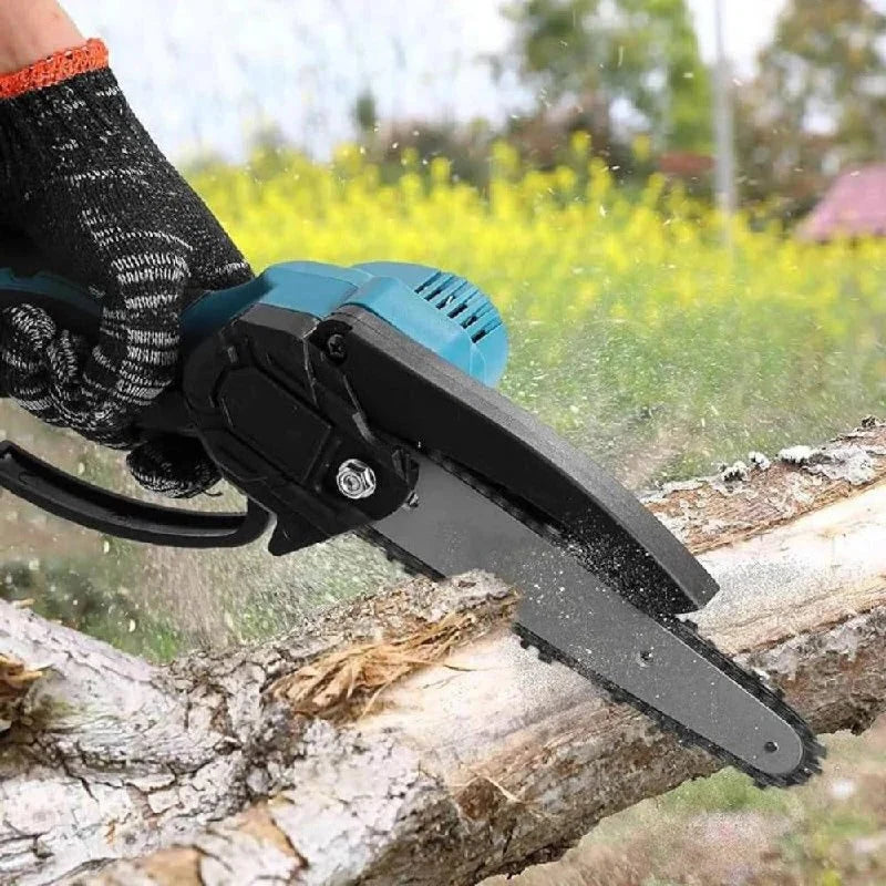Cordless Electric Chainsaw Lightweight 30-Minute Runtime 2 Chains Included