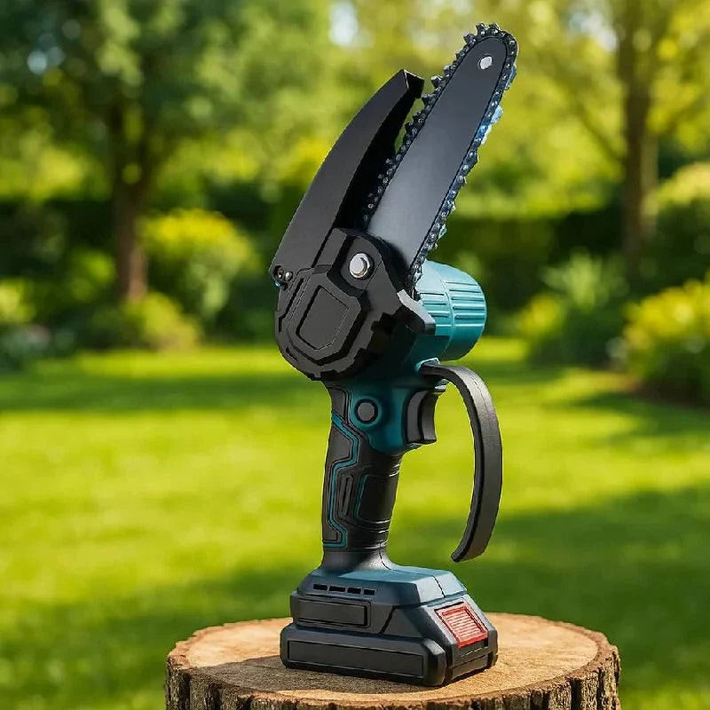 Cordless Electric Chainsaw Lightweight 30-Minute Runtime 2 Chains Included