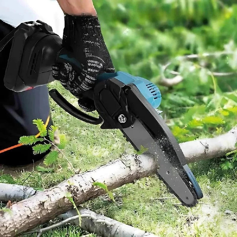 Cordless Electric Chainsaw Lightweight 30-Minute Runtime 2 Chains Included