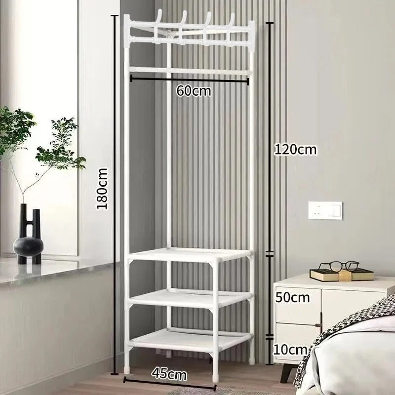 Corner Clothes Rack Steel Frame Space-Saving Design 2 or 3 Shelves