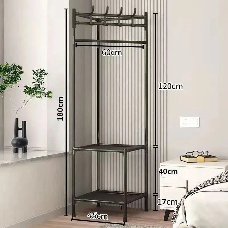 Corner Clothes Rack Steel Frame Space-Saving Design 2 or 3 Shelves
