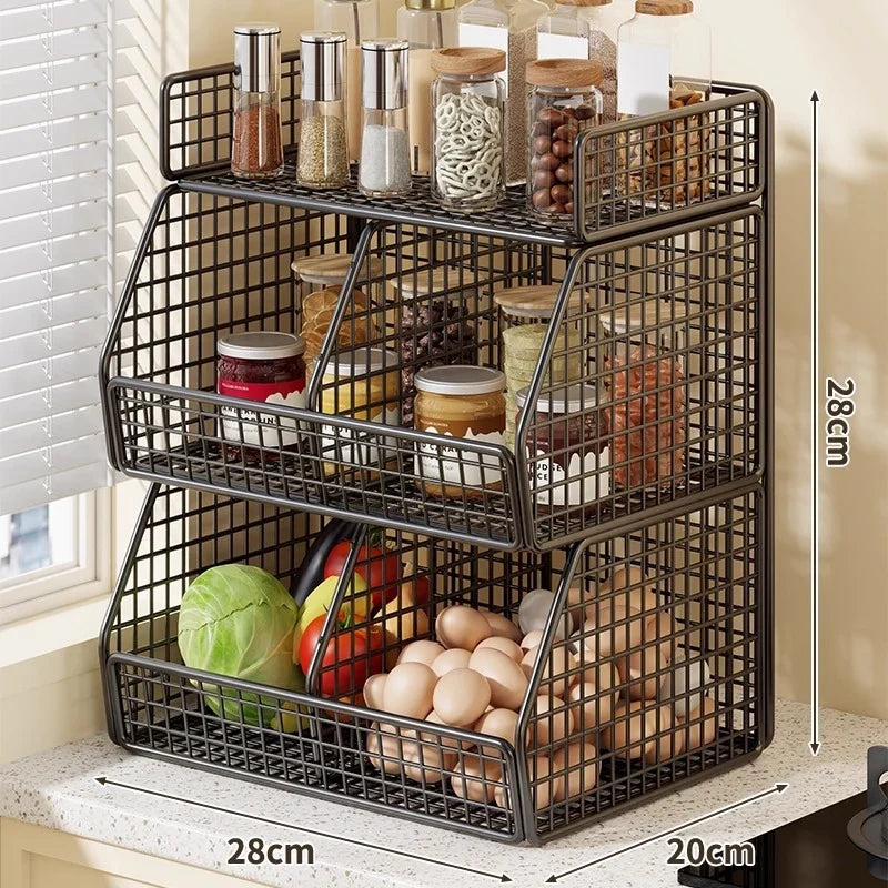 Countertop Organizer Two Baskets Top Shelf Compact