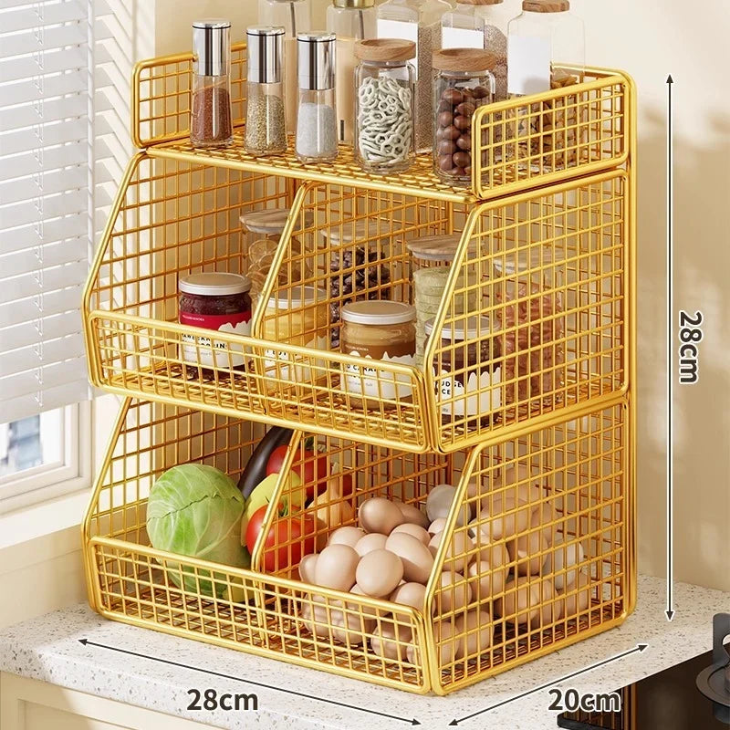 Countertop Organizer Two Baskets Top Shelf Compact