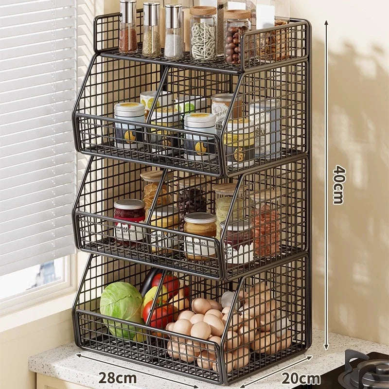 Countertop Organizer Two Baskets Top Shelf Compact