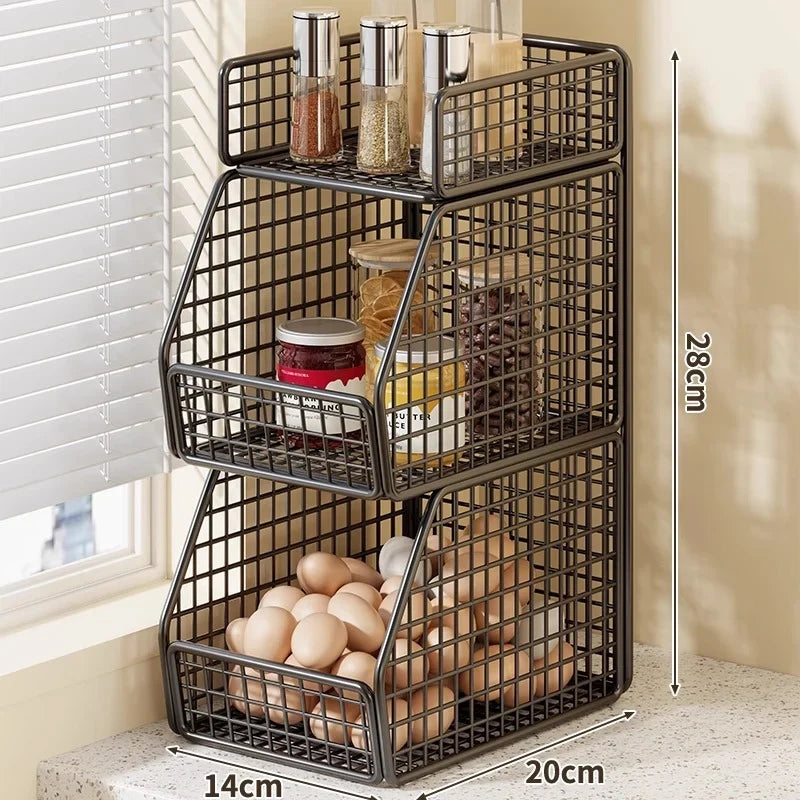 Countertop Organizer Two Baskets Top Shelf Compact