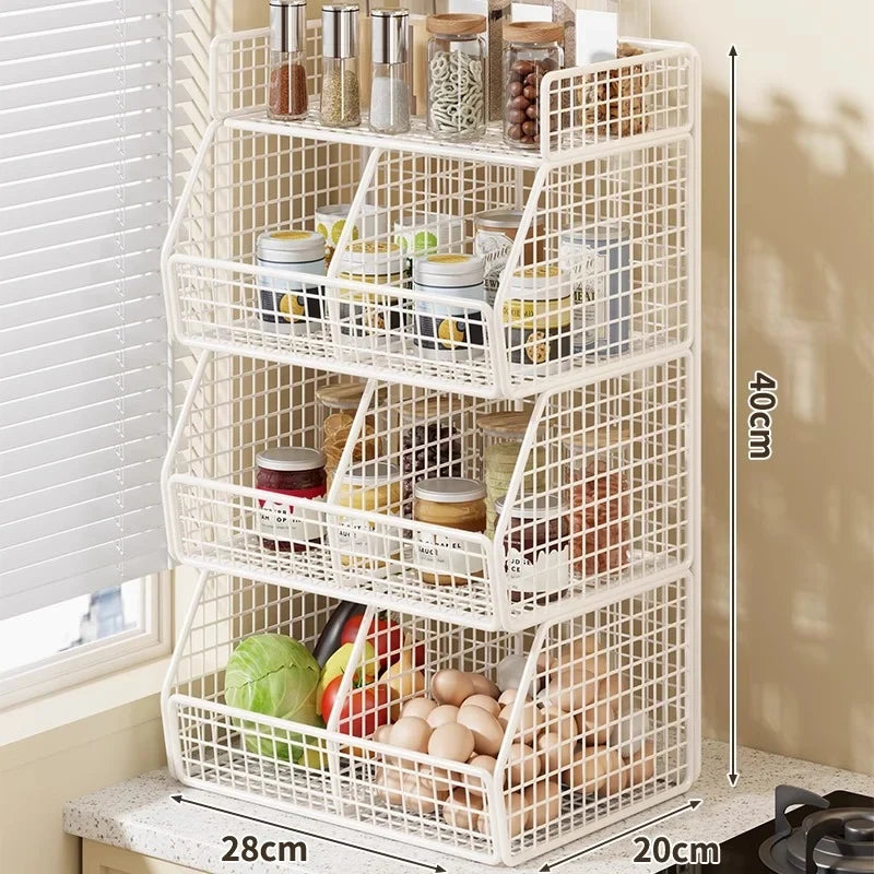 Countertop Organizer Two Baskets Top Shelf Compact