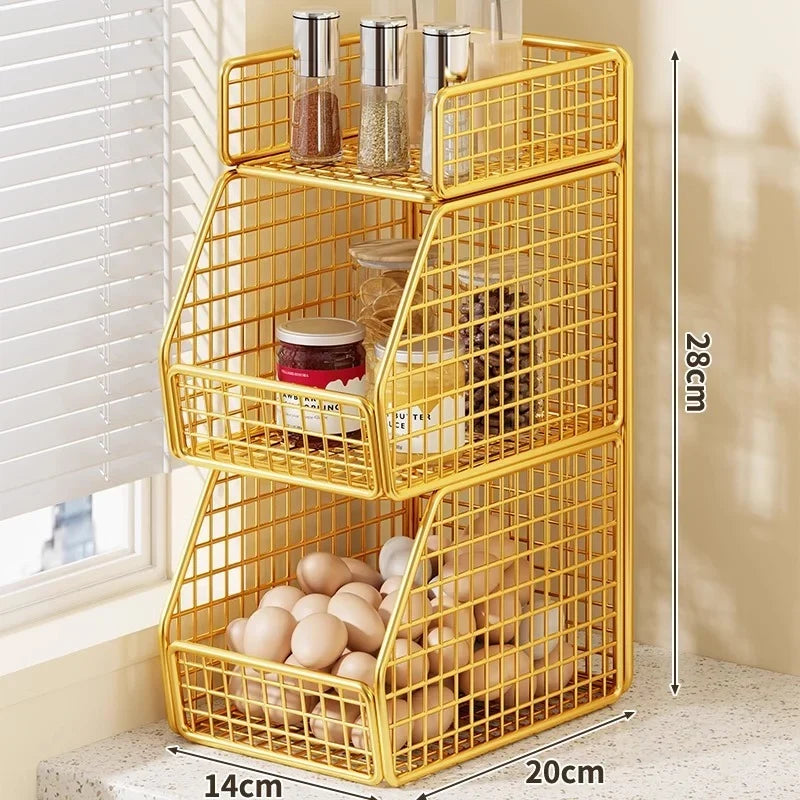 Countertop Organizer Two Baskets Top Shelf Compact