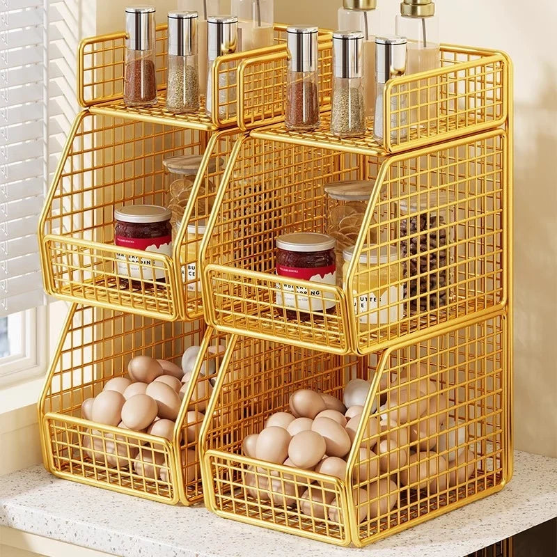 Countertop Organizer Two Baskets Top Shelf Compact