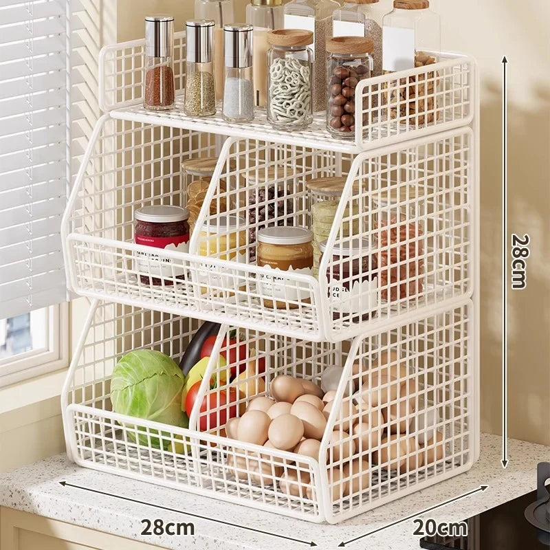 Countertop Organizer Two Baskets Top Shelf Compact