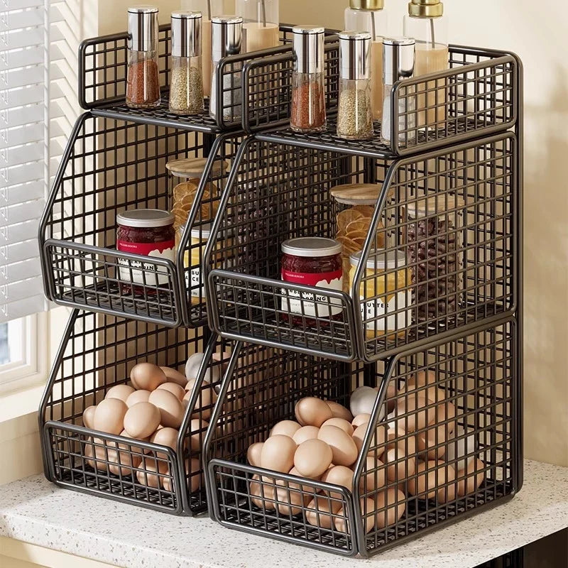 Countertop Organizer Two Baskets Top Shelf Compact