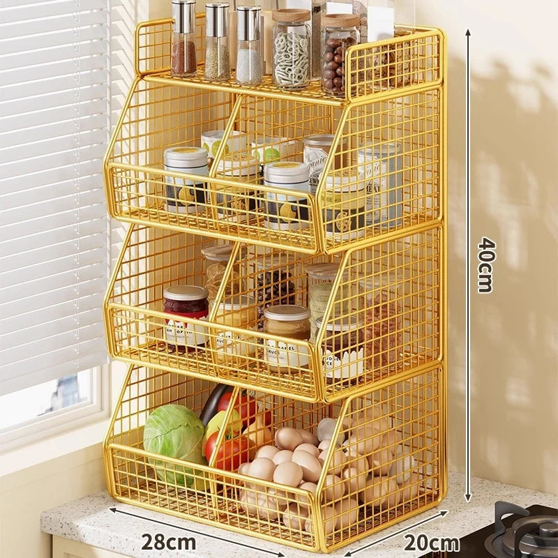 Countertop Organizer Two Baskets Top Shelf Compact