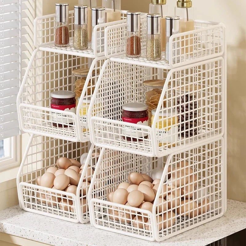 Countertop Organizer Two Baskets Top Shelf Compact