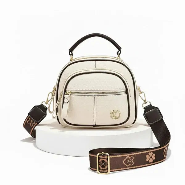 Crossbody Bag Compact Faux Leather Five Compartments Adjustable Strap