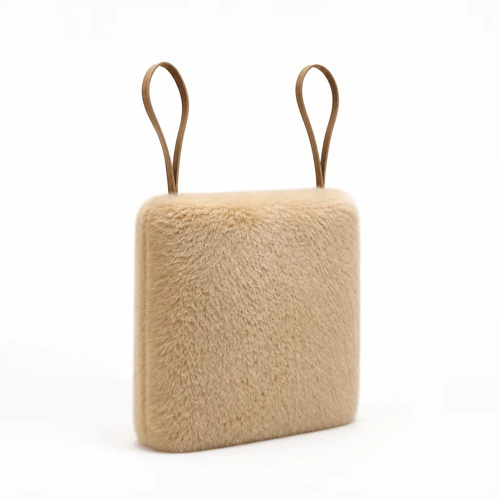 Crossbody Bag Faux Fur Chevron Compact Slim Straps