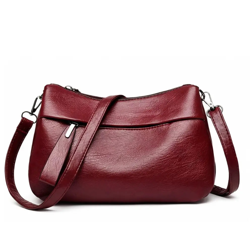 Crossbody Bag Soft Faux Leather Three Compartments Adjustable Strap