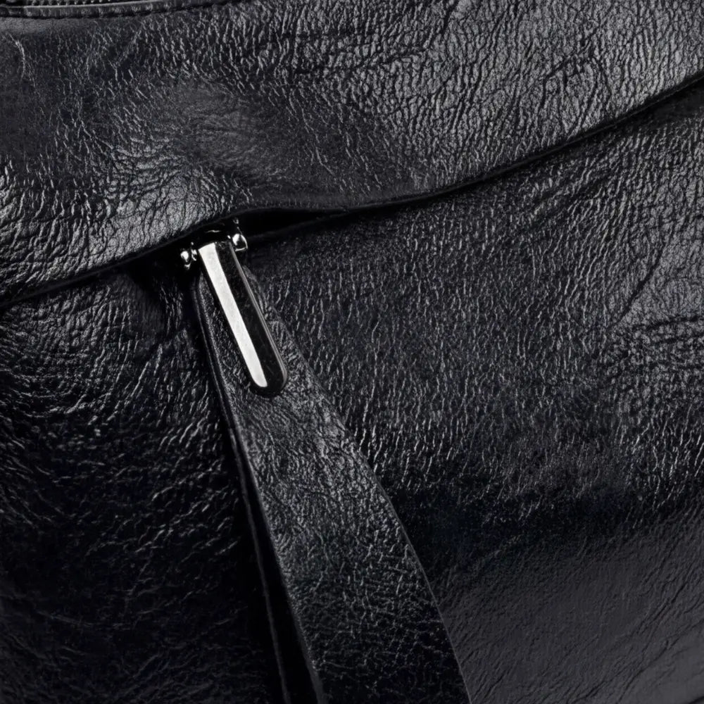 Crossbody Bag Soft Faux Leather Three Compartments Adjustable Strap