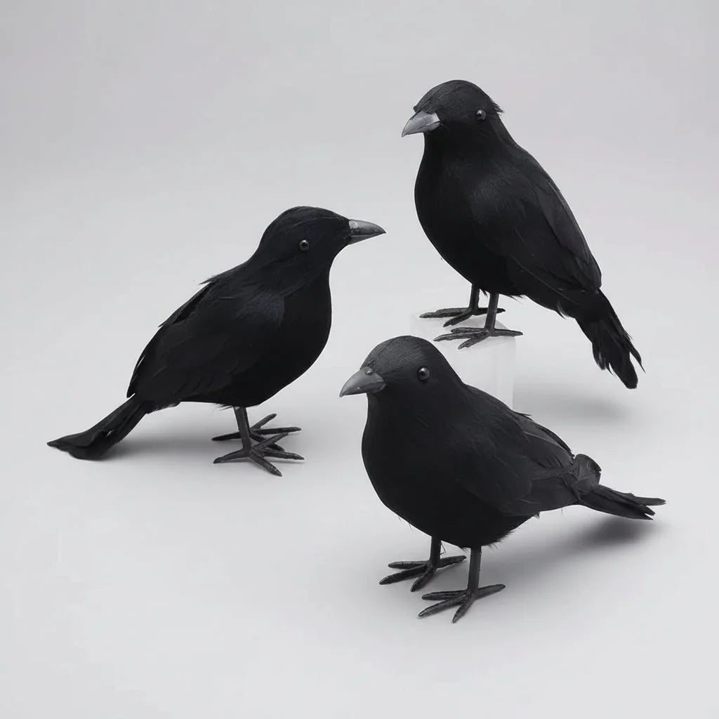 Crow Decoration Realistic Freestanding Faux Feathers