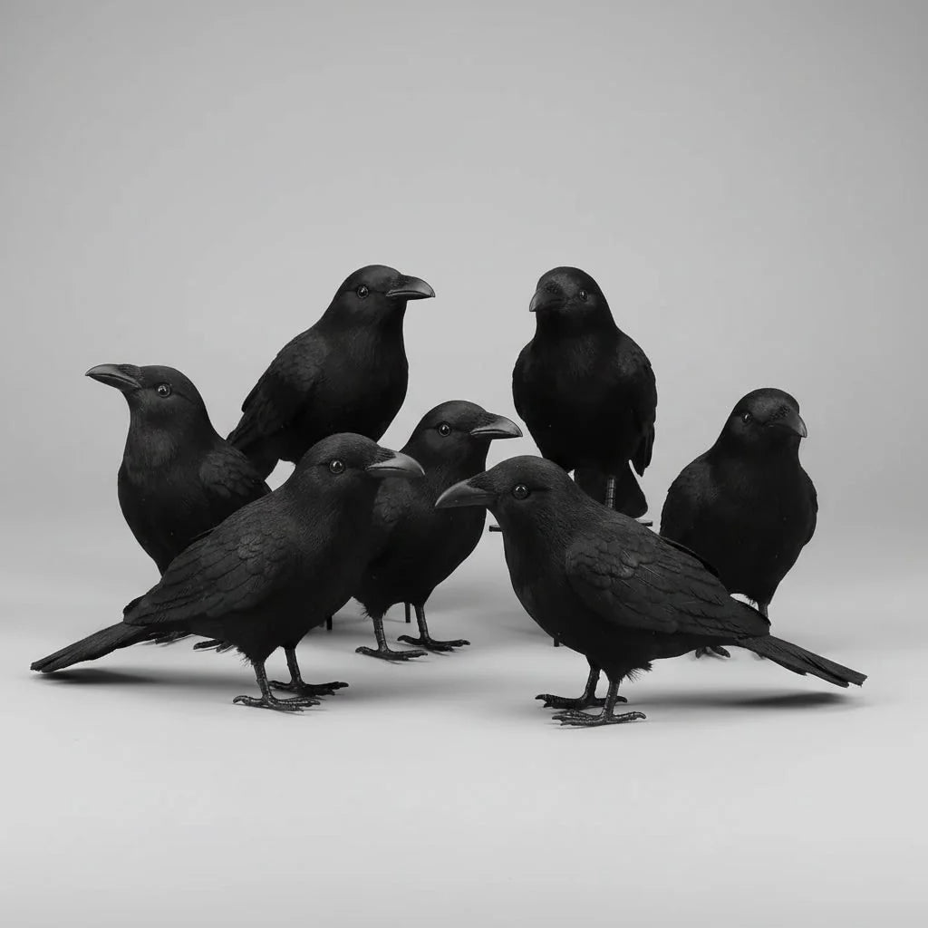 Crow Decoration Realistic Freestanding Faux Feathers