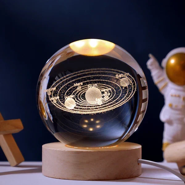 Crystal Ball Lamp 3D Engraved Glass Warm LED USB-Powered