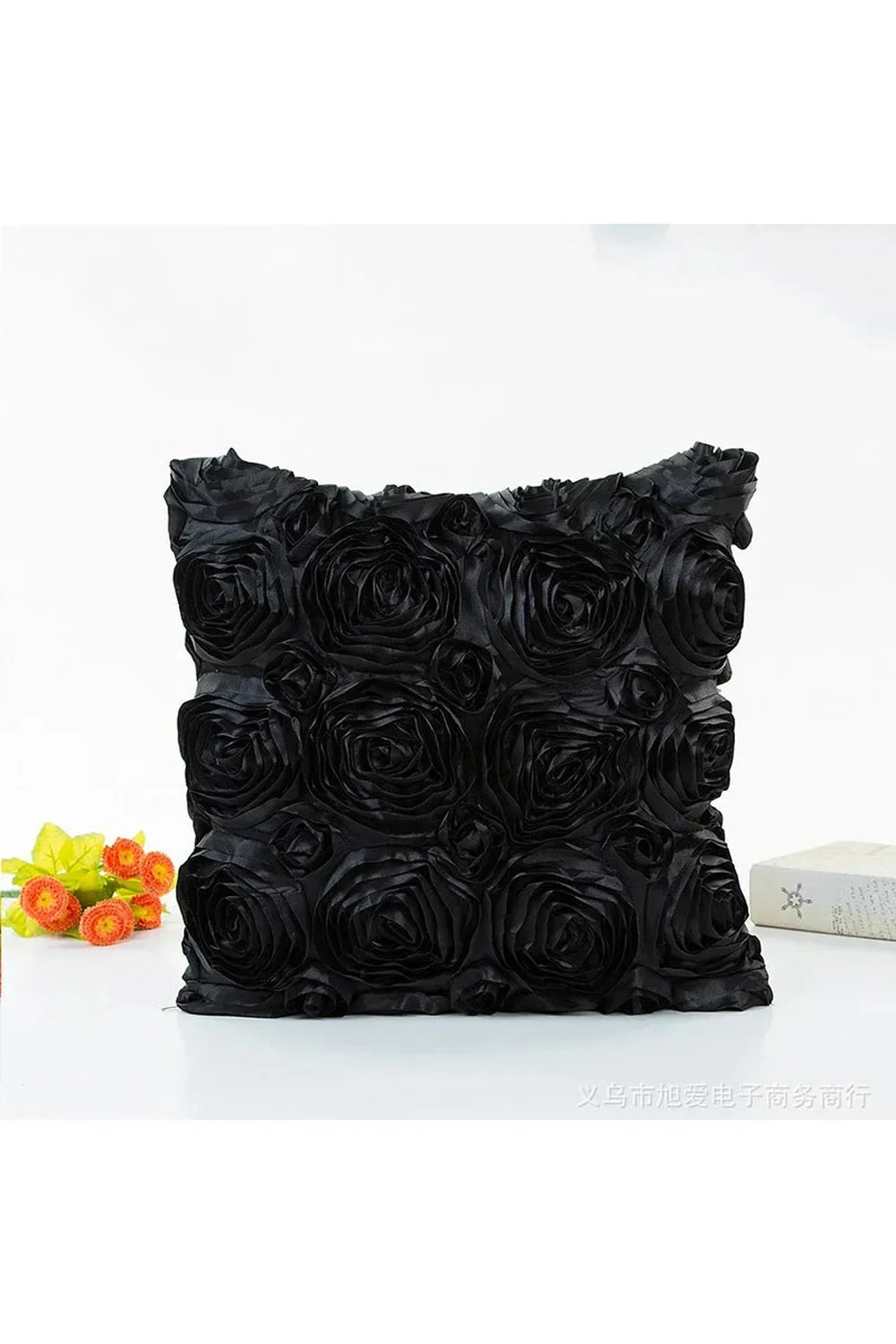 Cushion Cover 3D Rose Design Cotton Linen