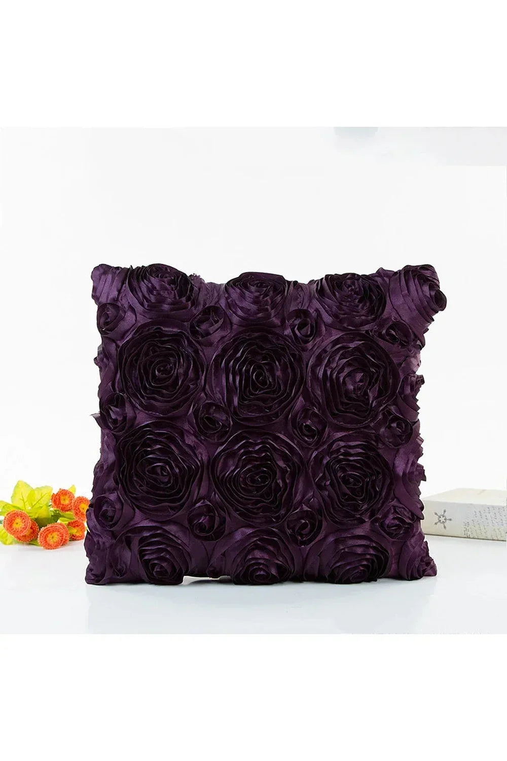 Cushion Cover 3D Rose Design Cotton Linen