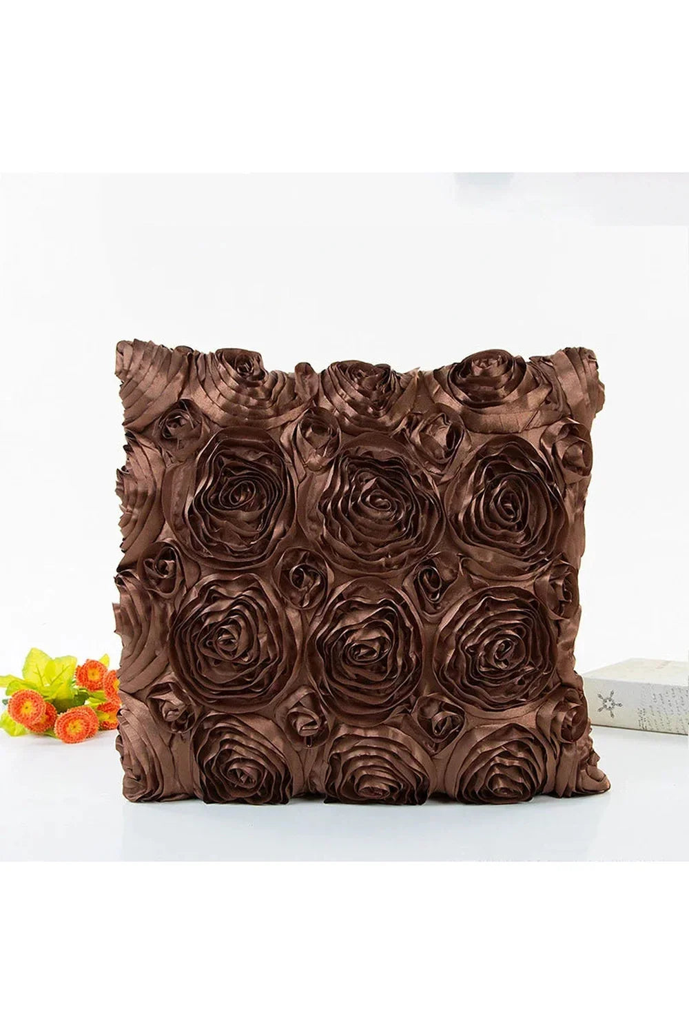 Cushion Cover 3D Rose Design Cotton Linen