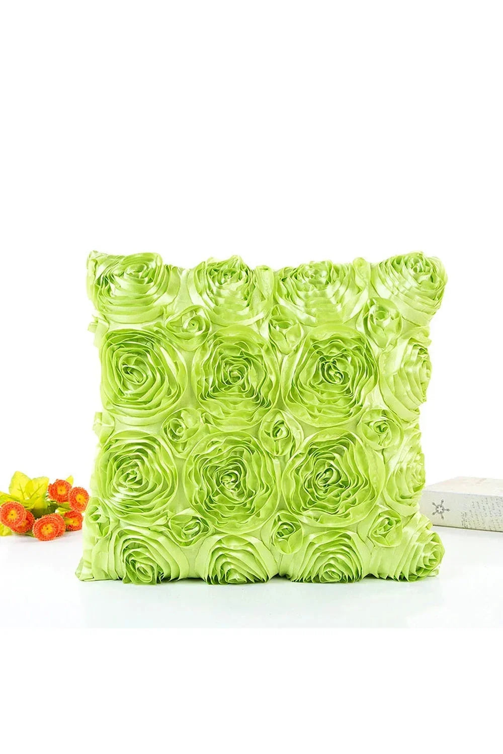 Cushion Cover 3D Rose Design Cotton Linen