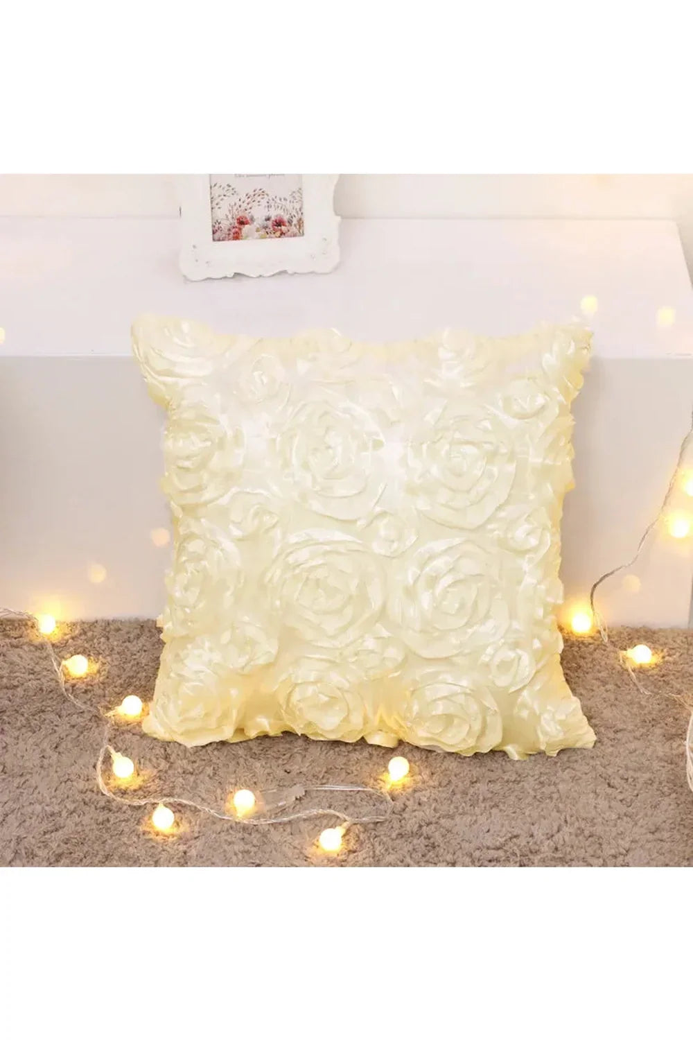 Cushion Cover 3D Rose Design Cotton Linen