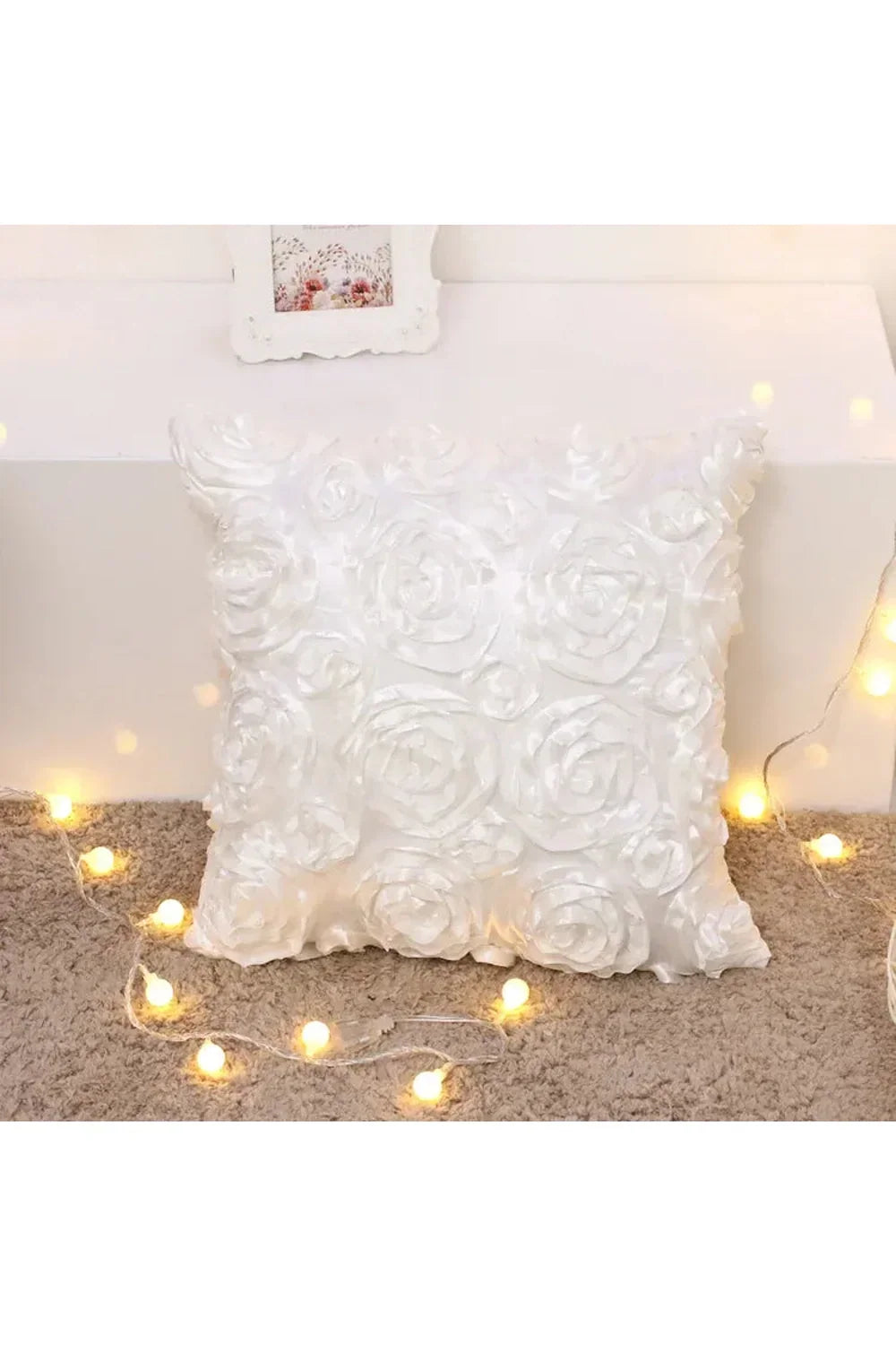 Cushion Cover 3D Rose Design Cotton Linen