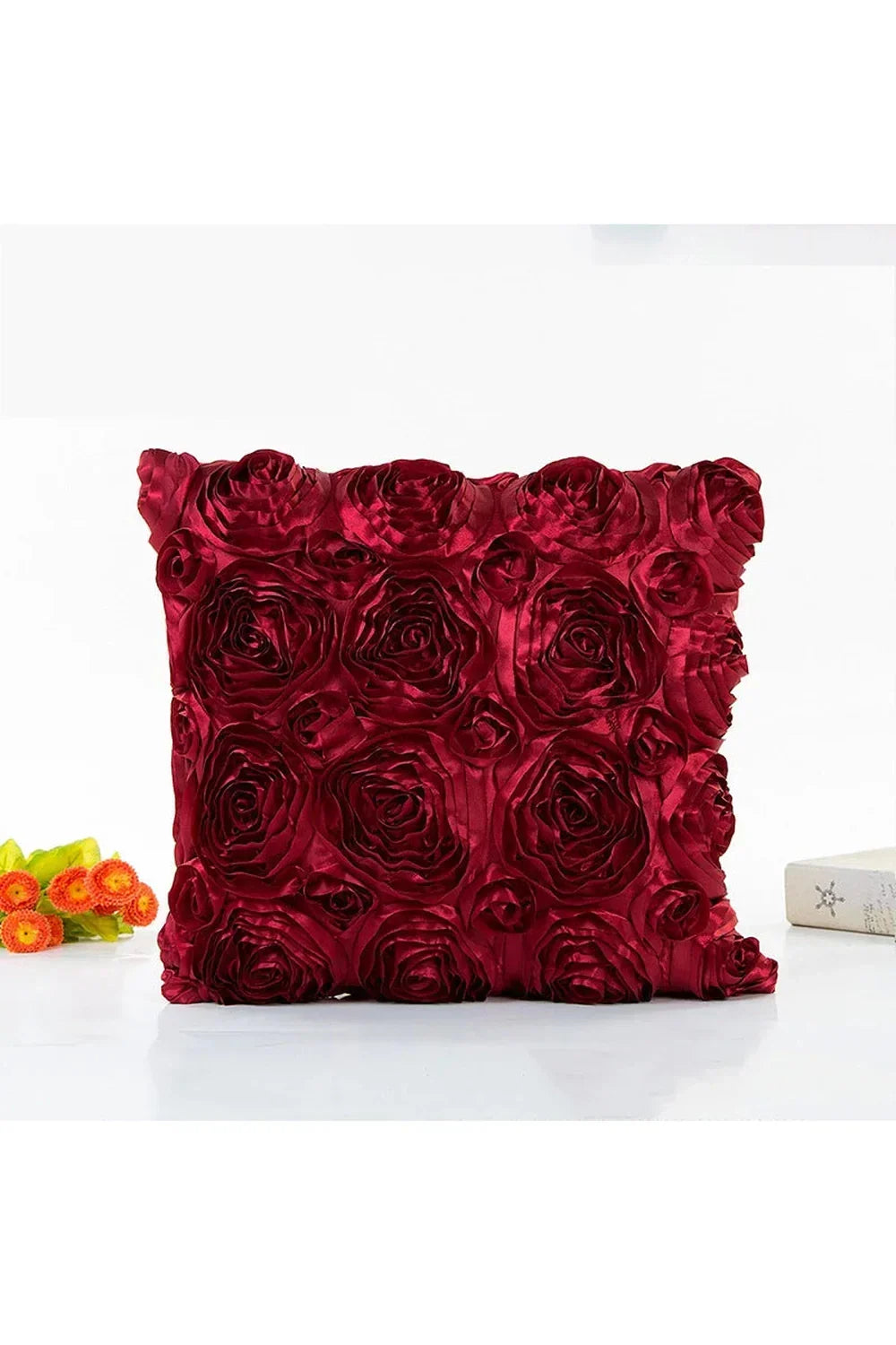 Cushion Cover 3D Rose Design Cotton Linen
