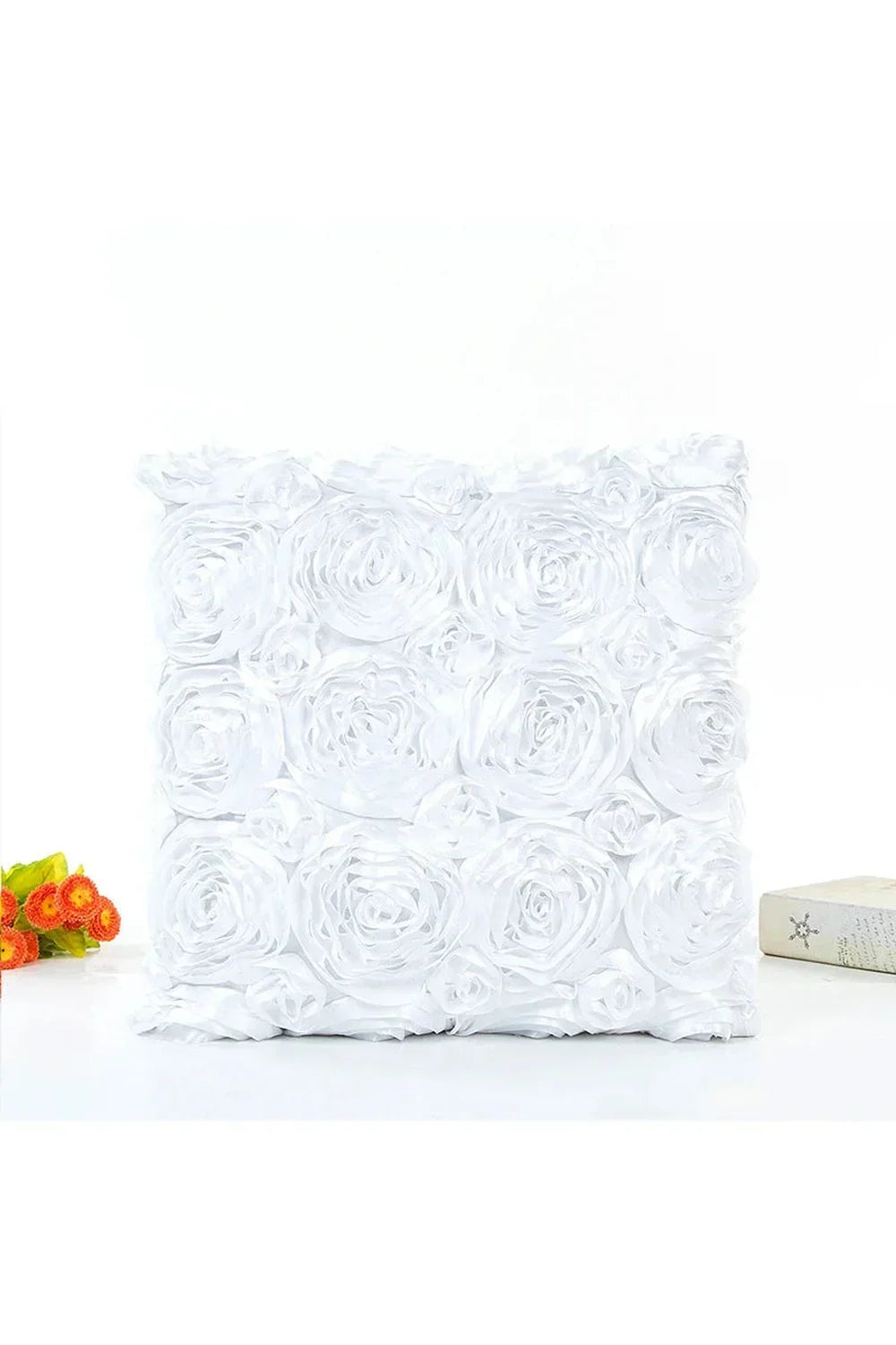 Cushion Cover 3D Rose Design Cotton Linen